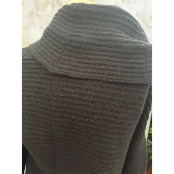 Nordstrom Collection Ribbed 100% Cashmere A-Symmetrical  Sweater Black XS- - Picture 10 of 11